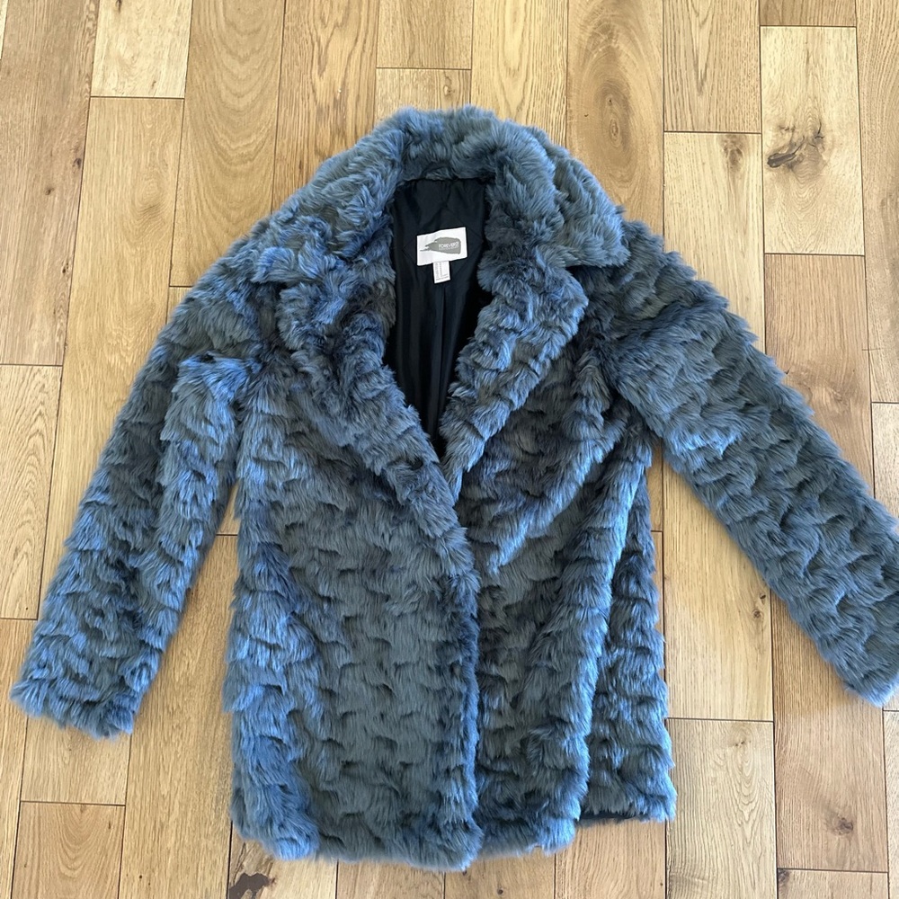 Grey faux fur coat